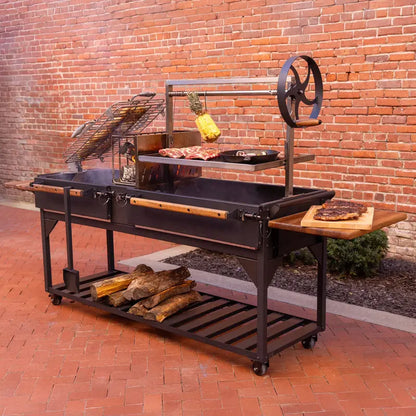Backyard Discovery Santa Maria XL Asado Grill  Dual-Fuel (Wood/Charcoal) Outdoor Cooking Station with Steel Firebox & Clamp System