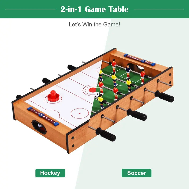 Dual-Function Mini Game Table — Foosball & Air Hockey Combo with Authentic Play Surface