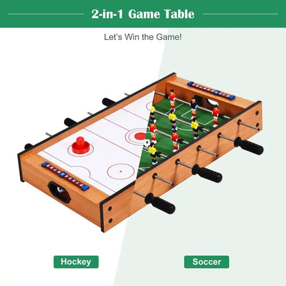 Dual-Function Mini Game Table — Foosball & Air Hockey Combo with Authentic Play Surface