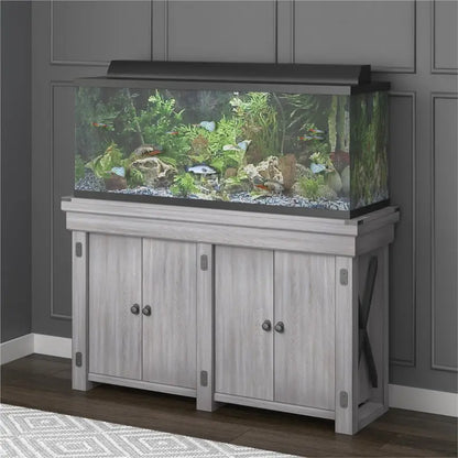 Bowery Hill 55 Gallon Aquarium Stand in Rustic White