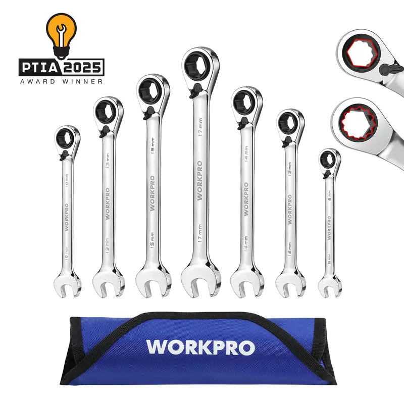 WORKPRO 7-Piece Reversible 3-in-1 Ratchet Wrench Kit