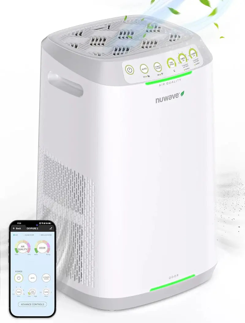 Zero-Maintenance Smart Air Purifier  Filterless Design, Covers 2002 Sq Ft, 6-Speed Fan & Sleep Mode
