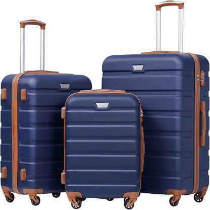 Coolife 3-Piece Lightweight Spinner Luggage Set  Hardshell Suitcases with TSA Locks