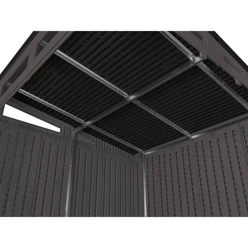Modernist Resin Storage Shed  7’2″ x 7’3.5″ x 7’5.5″ Weather-Resistant Outdoor Unit
