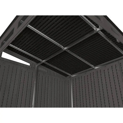 Modernist Resin Storage Shed  7’2″ x 7’3.5″ x 7’5.5″ Weather-Resistant Outdoor Unit