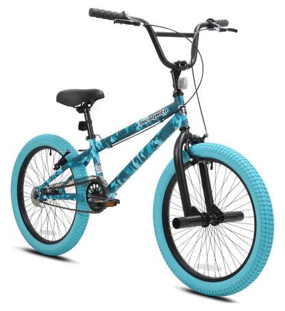 Kent 20″ Incognito Girl’s BMX Bike, Turquoise Camouflage, Steel Frame, Ages 8-12, Dual Caliper Brakes