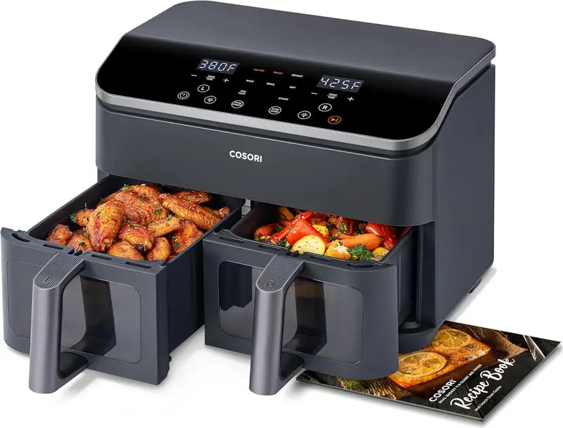 COSORI 9-Quart Dual Basket Air Fryer  10-in-1 Family-Sized System for Balanced, Healthy Meals