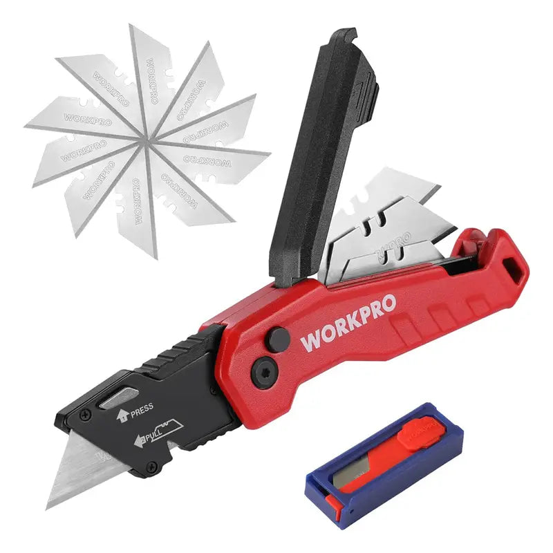 WORKPRO Quick-Change Folding Utility Knife  Includes 13 Replacement Blades