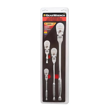 1/4″, 3/8″, 1/2″ Drive 120XP Flex Handle Ratchet Set  4-Piece