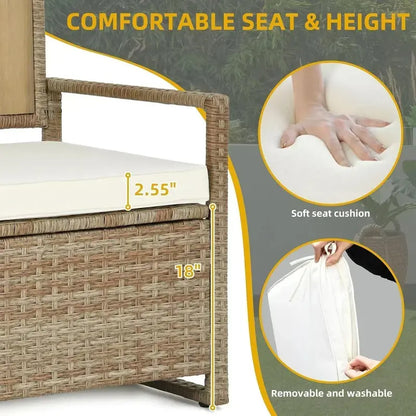 DWVO 70-Gallon Outdoor Storage Bench with Wicker Finish, Cushion & Composite Backrest