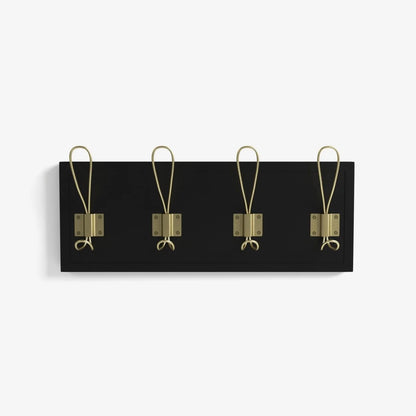 Patère en bois et métal noir et or