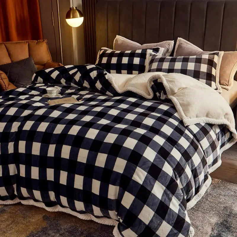 Super Soft Lamb Wool Blanket  Milk Velvet, Reactive Printing, 150x200cm, Geometry Design