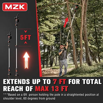MZK 2-in-1 Cordless Pole Saw   Mini Chainsaw with 3 Replacement Chain for Tree Trimming