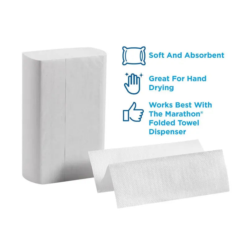 Marathon Multifold 1-Ply Paper Towels, 9.2″x9.4″, White, 4000 Towels/Case, SFI Certified