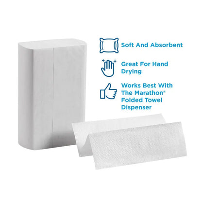 Marathon Multifold 1-Ply Paper Towels, 9.2″x9.4″, White, 4000 Towels/Case, SFI Certified