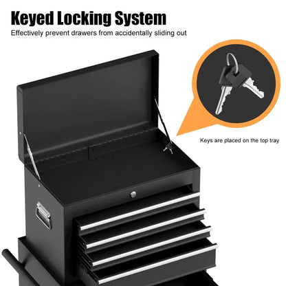 6-Drawer Rolling Tool Chest  Removable Steel Cabinet with Sliding Storage Compartments