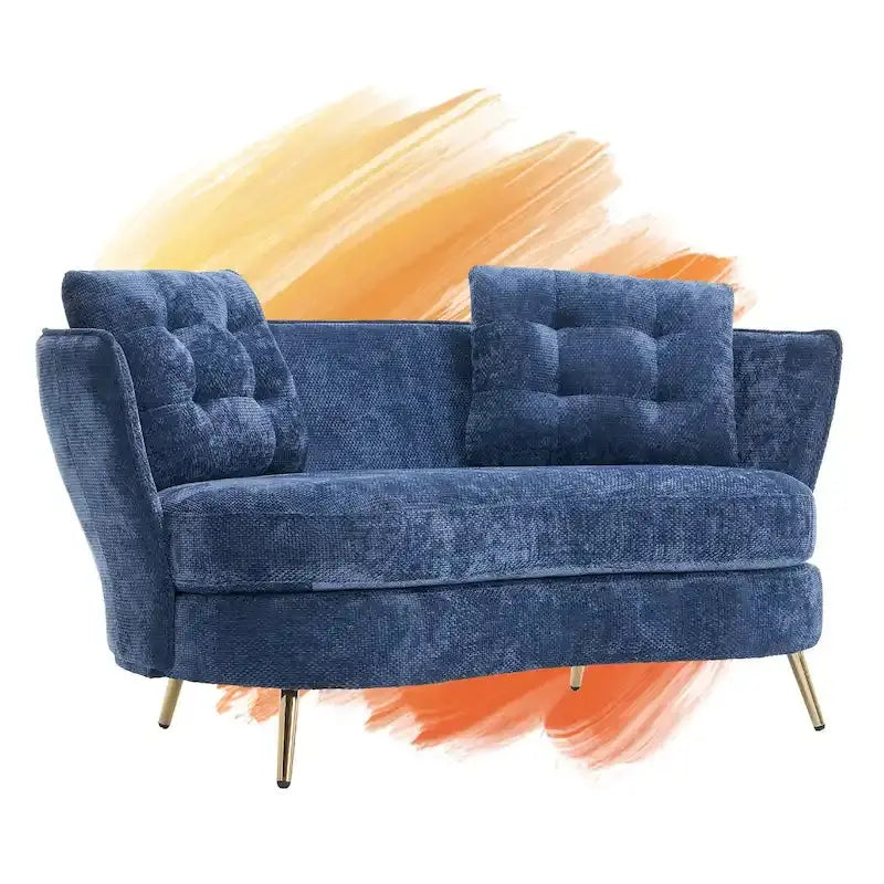 Luxury Velvet Loveseat Featuring Gold-Tone Metal Legs  Contemporary Sofa