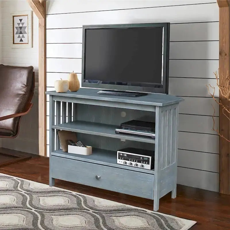 Mission-Style Corner TV Stand  Solid Hardwood Entertainment Console for Compact Living Spaces