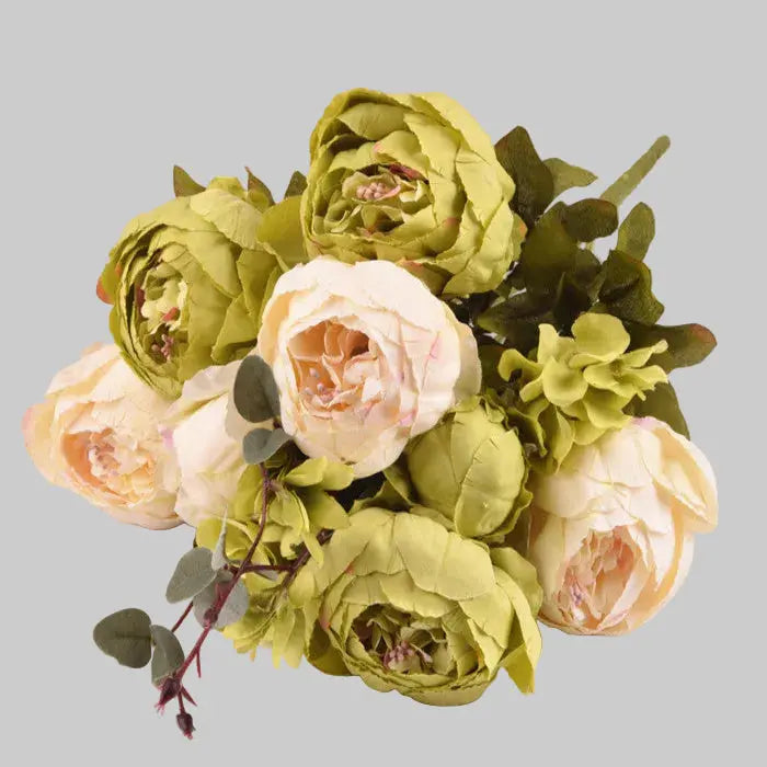 13-Piece Luxury Silk Peony Bouquet  European-Style Core-Spun Arrangement (47 cm)