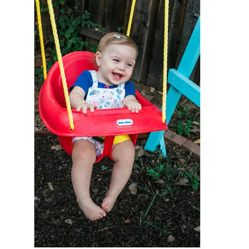 Little Tikes 637247 Highback Plastic Toddler Playset Swing with Seat Belt, Red