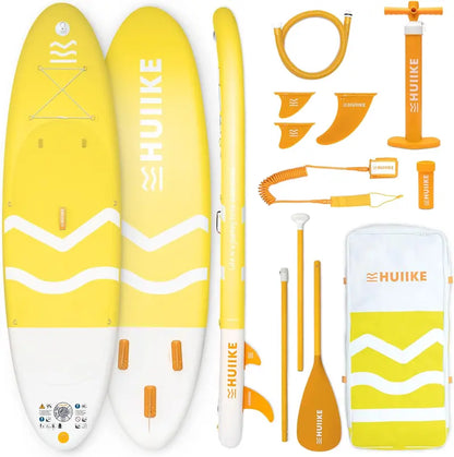 HUIIKE All-in-One Inflatable Paddle Board Kit with Pump, Paddle & Fins