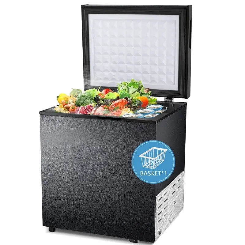 1.8 Cu. Ft. Compact Freestanding Chest Freezer  Removable Basket, Bottom Drain, and 7-Setting Thermostat