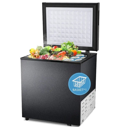 1.8 Cu. Ft. Compact Freestanding Chest Freezer  Removable Basket, Bottom Drain, and 7-Setting Thermostat