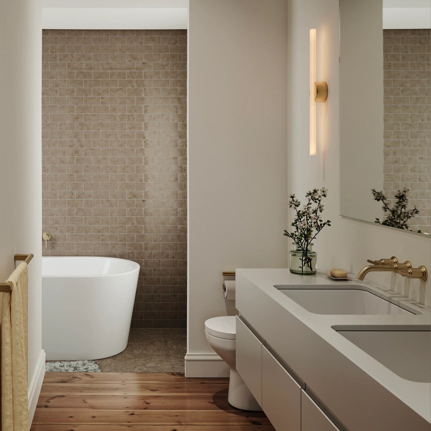 Kilter Wall Light in Solid Brass