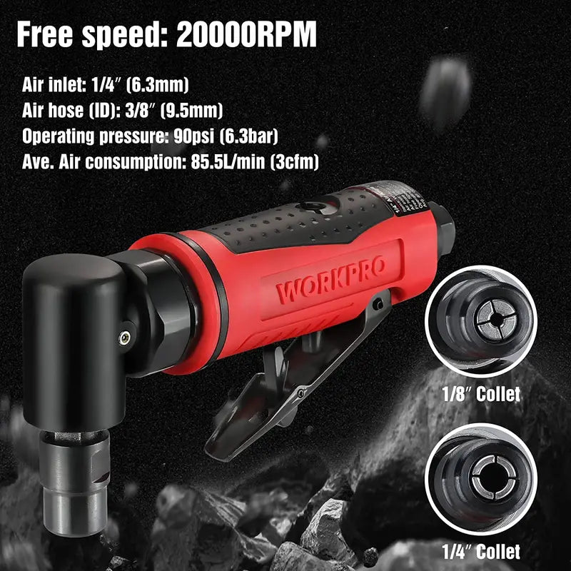 WORKPRO Pneumatic Air Angle Die Grinder  1/4-Inch Right-Angle Grinding Tool Kit