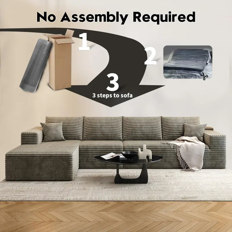 Cloud Modular L-Shaped Sectional Sofa  107.5-Inch Modern Minimalist Upholstered Couch with Chaise
