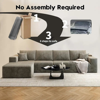 Cloud Modular L-Shaped Sectional Sofa  107.5-Inch Modern Minimalist Upholstered Couch with Chaise