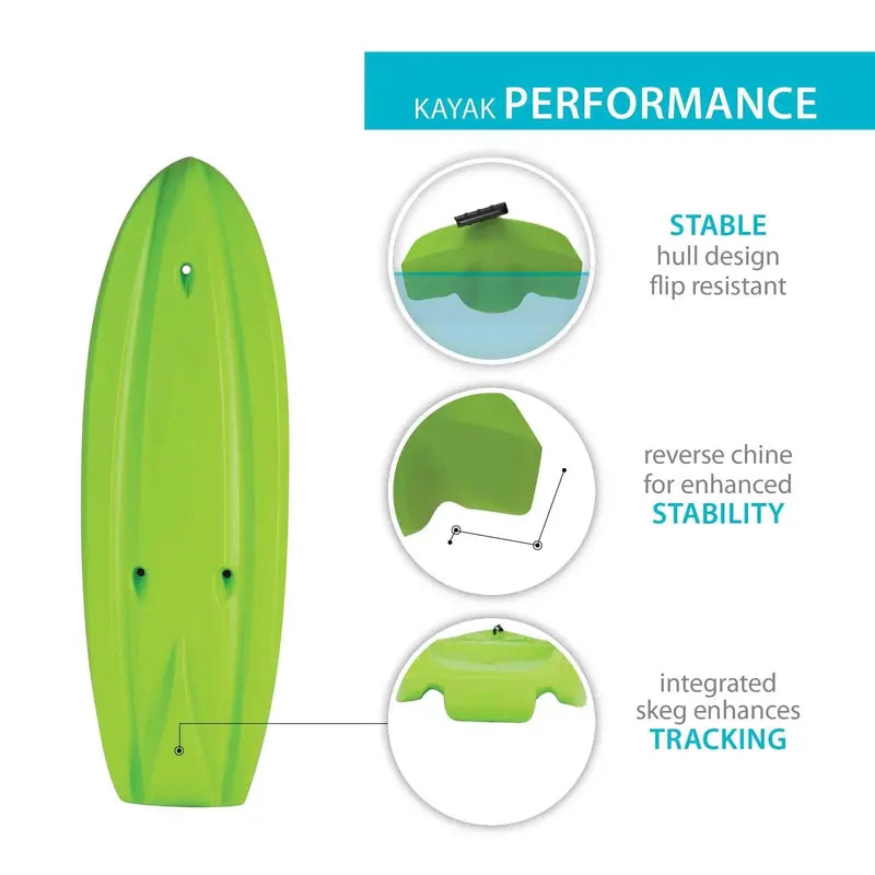 Lifetime Recruit 6.5-Foot Youth Sit-On-Top Kayak  Lime Green, Lightweight & Stable (Model 90765)
