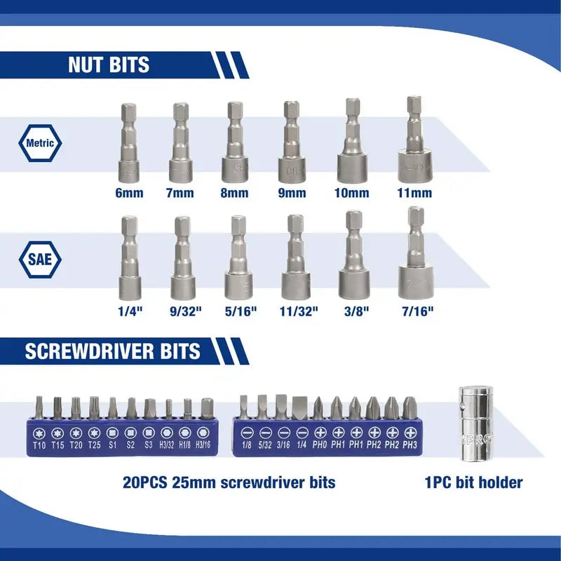 WORKPRO 70-Piece 1/4″ Drive Socket Set  Metric and SAE Sockets with Quick-Release Ratchet