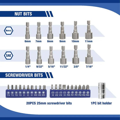 WORKPRO 70-Piece 1/4″ Drive Socket Set  Metric and SAE Sockets with Quick-Release Ratchet