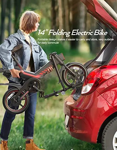 Sailnovo 14″ Folding Electric Bike  Lightweight E-Bike for Adults & Teens with Integrated Lithium Battery