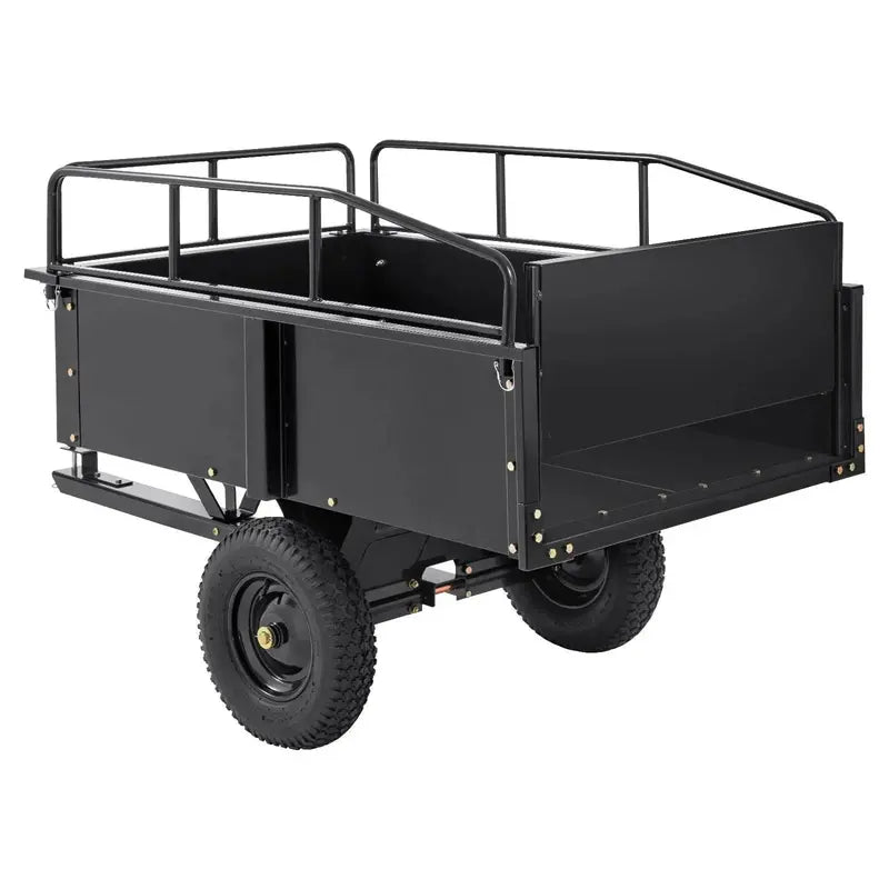 Heavy-Duty Steel ATV Utility Trailer  750-Lb Capacity, 15-Cu-Ft Dump Cart with Removable Sides