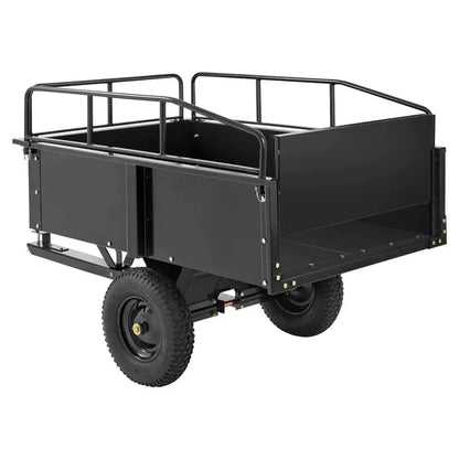 Heavy-Duty Steel ATV Utility Trailer  750-Lb Capacity, 15-Cu-Ft Dump Cart with Removable Sides