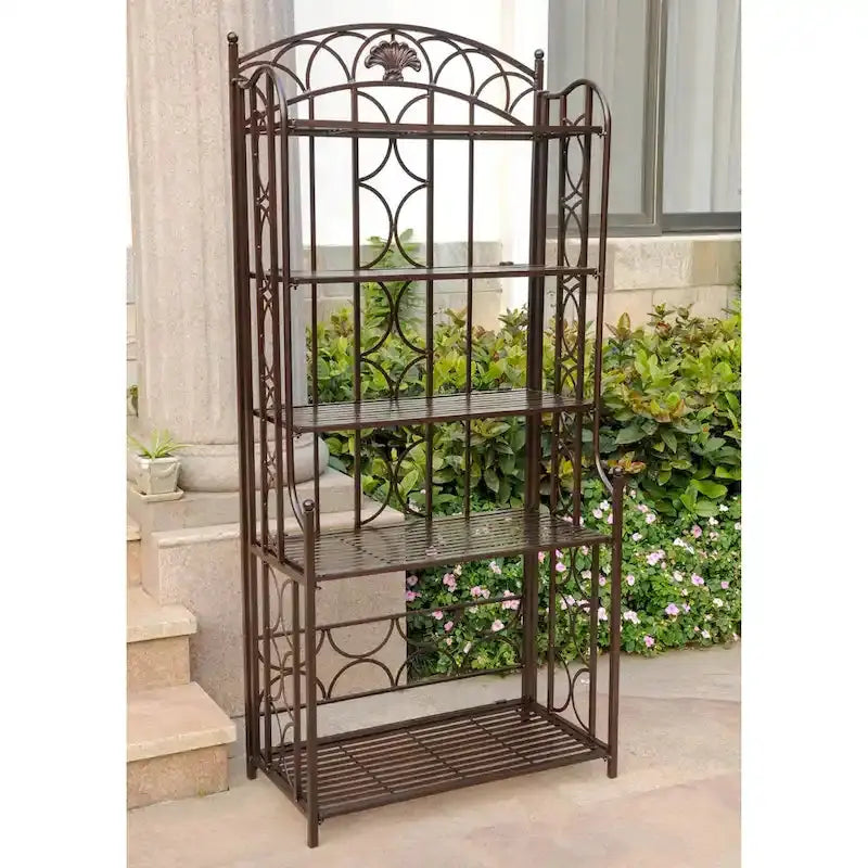 Mandalay 5-Tier Iron Baker’s Rack  Industrial-Style Kitchen Organizer with Adjustable Shelves