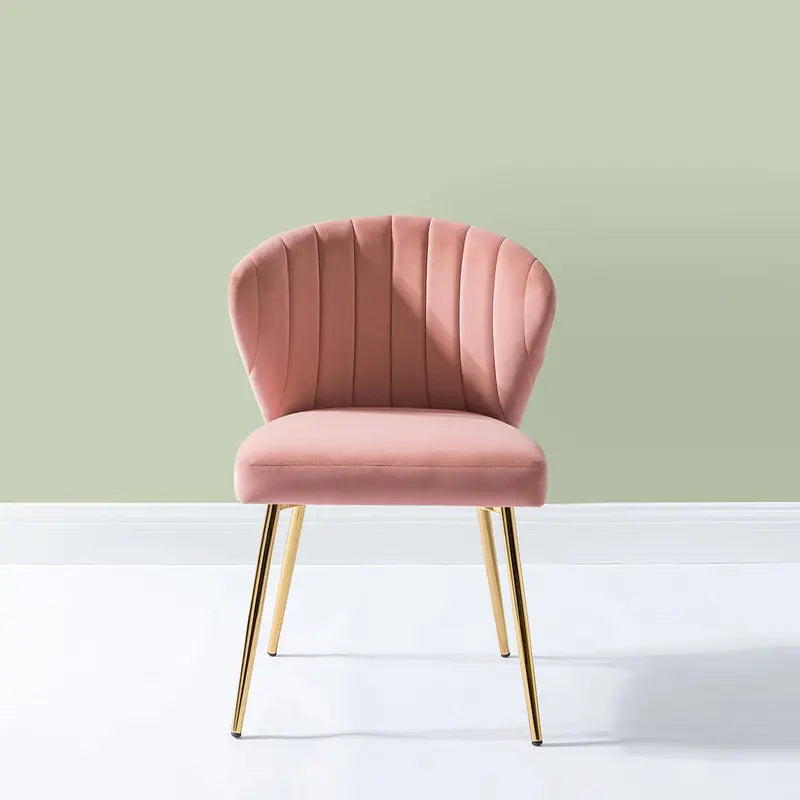 14 Karat Home Luna Velvet Side Chair for Bedroom or Living Room in Pink