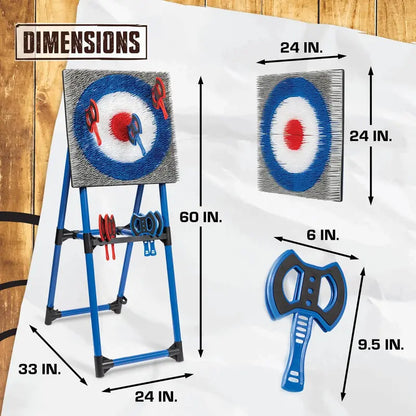 EastPoint Deluxe Axe Throwing Game Set with Steel Frame & Bristle Target  Includes 8 Safe Axes for Outdoor Fun