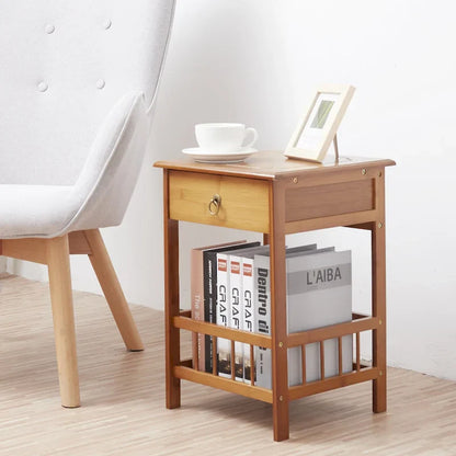 Wooden End Table with Storage Compartment