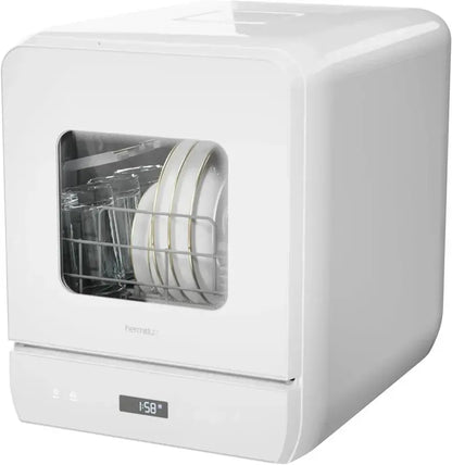 Hermitlux Portable Dishwasher with 7 Wash Cycles and Efficient Mini Footprint