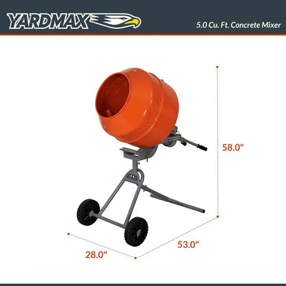 YARDMAX YM0146 5.0 cu. ft. Portable Concrete Mixer  Electric Drum Design