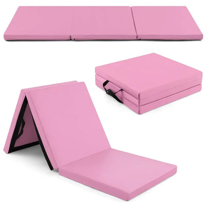 6′ x 2′ Tri-Fold Exercise Mat  2-Inch Dense Foam Tumbling Pad with Integrated Carrying Handles