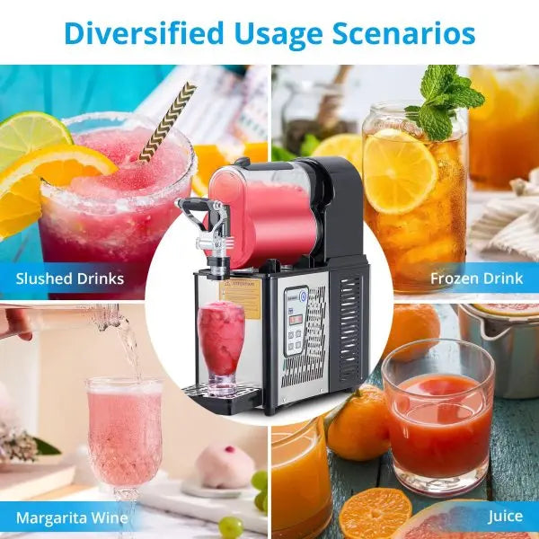 Compact 3-Liter Slushy Maker  Stainless Steel, Auto-Clean Function, Ideal for Small Venues