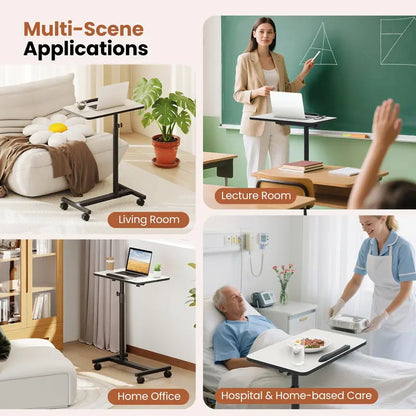 Adjustable Overbed Table for Medical Use  Hospital-Grade Bedside Tray with Height Control