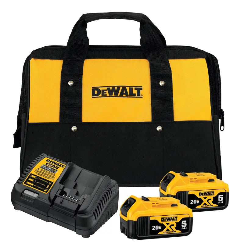 DEWALT 20V MAX Battery Charging Kit with (2) 5.0Ah XR Batteries, 4 Amp Charger & Tool Bag
