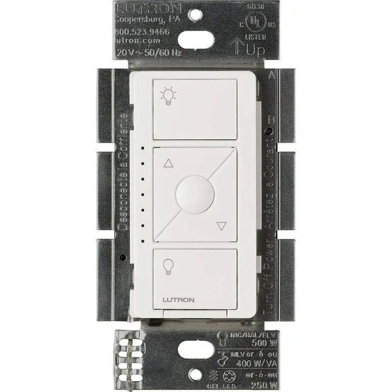 Lutron Smart Dimmer Switch for ELV+ Bulbs, 250W LED, PD-5NE-WH, White, 2-Pack