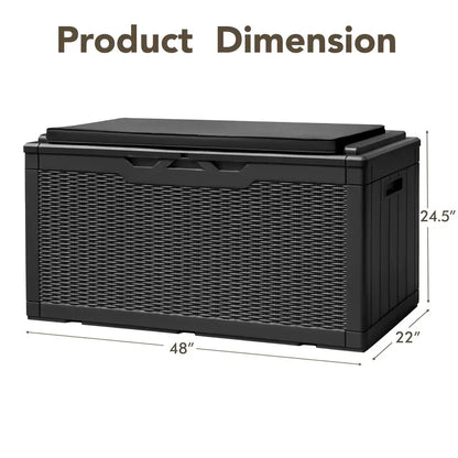 Devoko Waterproof 100 Gallon Resin Deck Box with Cushion, Outdoor Storage Bench for Patio & Garden