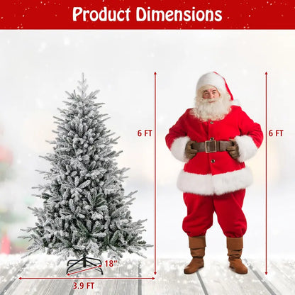 6-Foot Snow-Flocked Hinged Christmas Tree with 260 Color-Changing LEDs